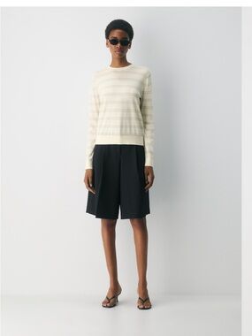 Babaton Cream Striped Knit Crewneck